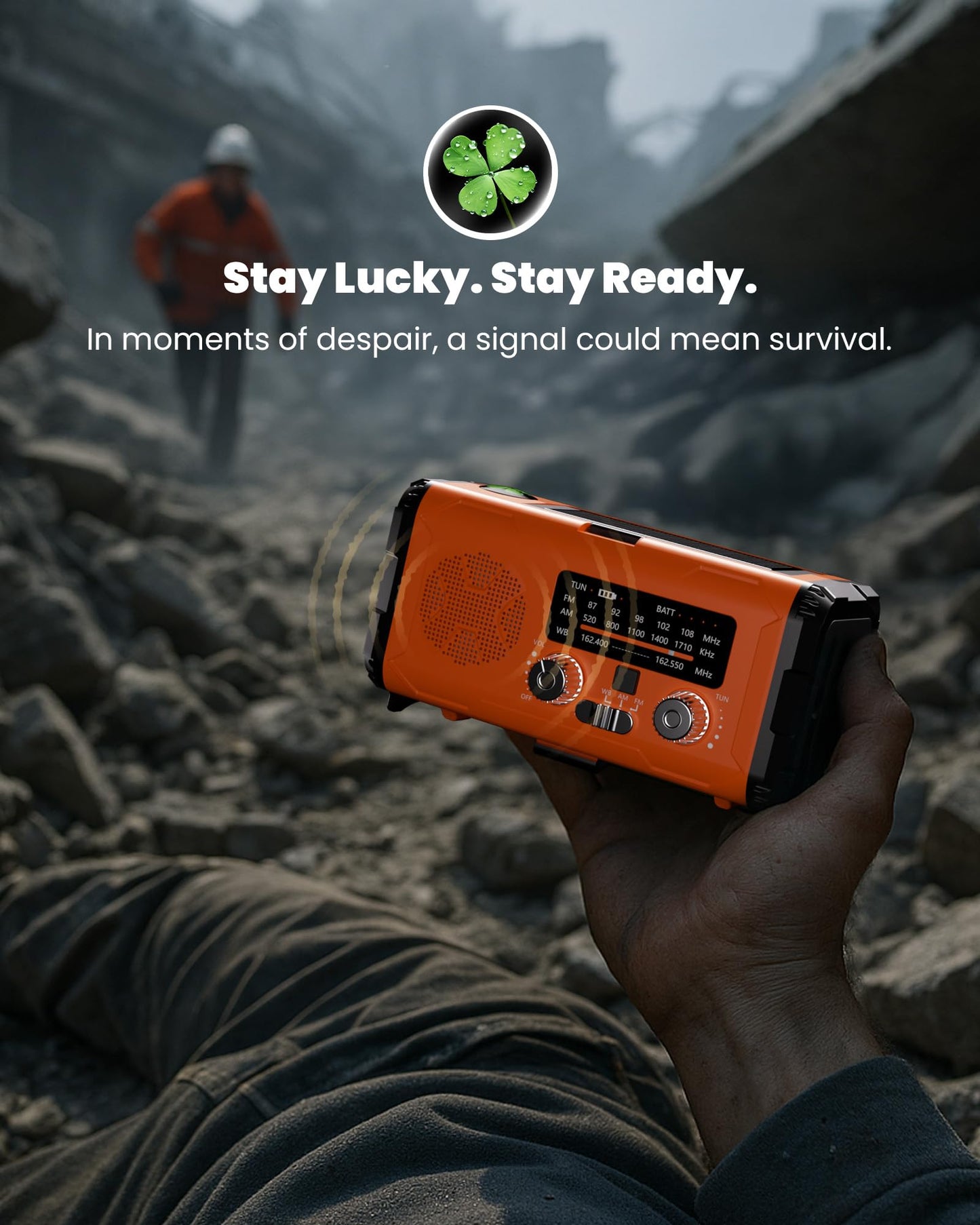 PLOOHT Emergency Weather Radio NOAA AM FM with 10000mAh Power Bank & Fire Starter, Solar/Hand Crank/USB-C Fast Charging, SOS Alarm, Flashlight for Indoor Outdoor Survival for Campers and Preppers