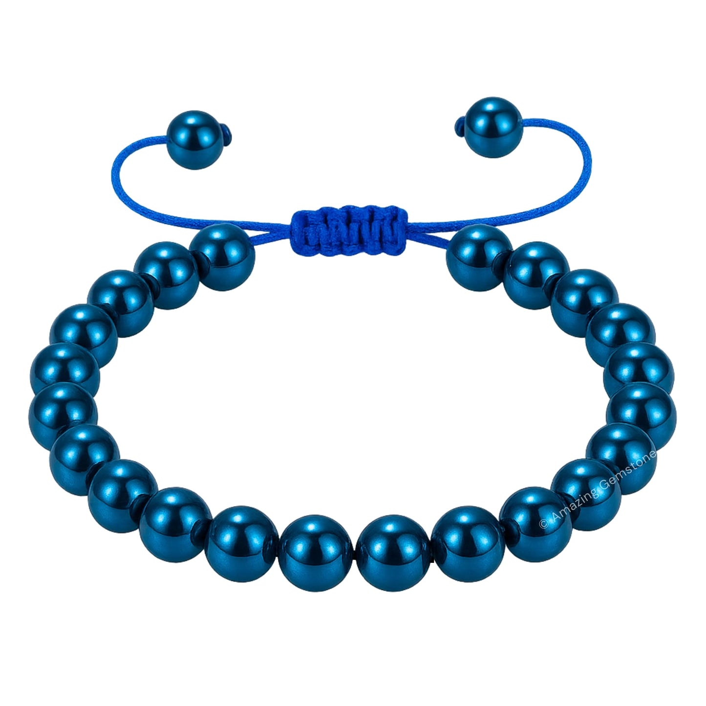 Amazing Gemstone Blue Hematite Bracelet for Women Men's Gifts - Protection Healing Crystal Bracelet - 8mm Gemstone Beaded Adjustable Bracelet Pulseras Para Hombres Mujer Stocking Stuffers
