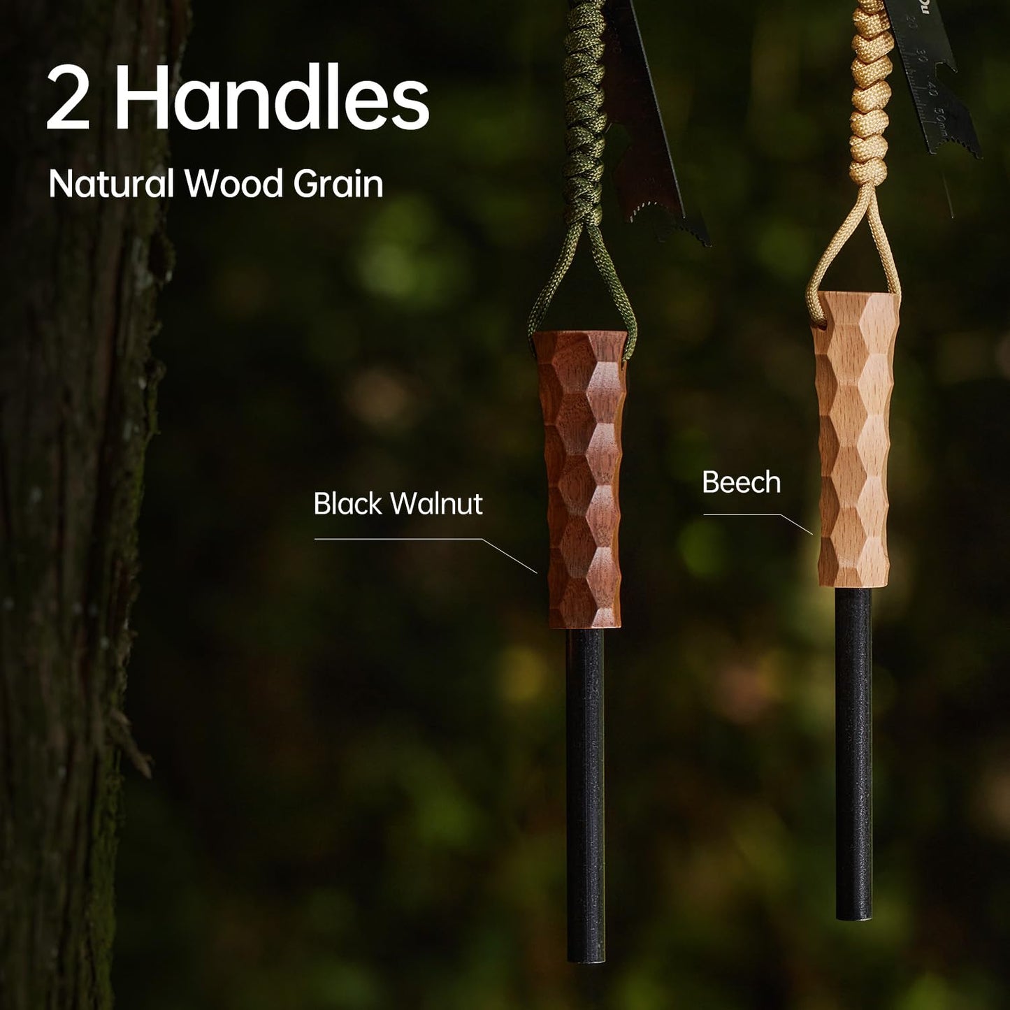 Ferro Rod Fire Starter, Survival Flint and Steel Fire Starter Kit for Hiking, Bushcraft,Camping Essentials Gear, Emergency Supplies - Ideal Gift for Outdoor Enthusiast (Beech Handle)