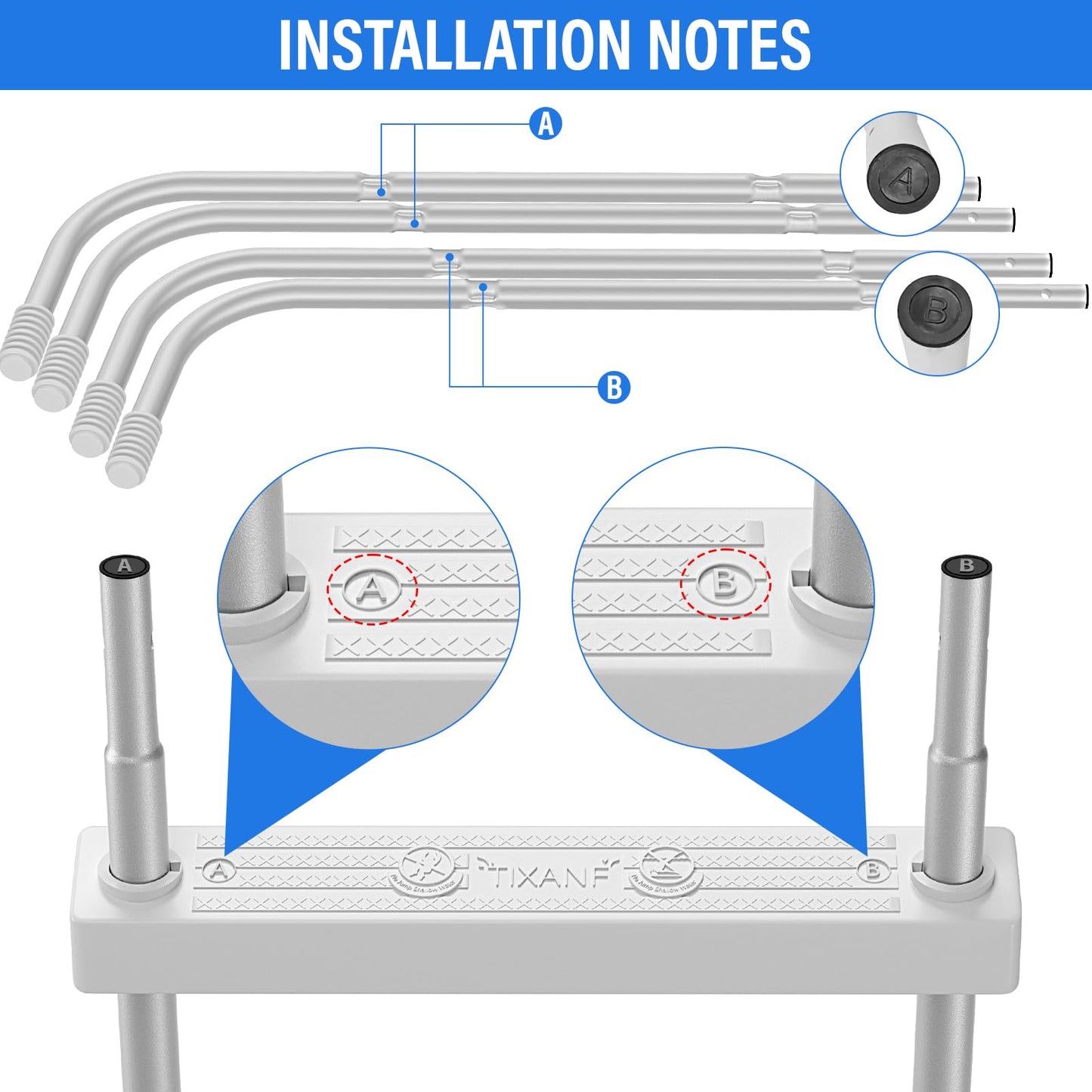 TIXANF 33" 2-Step Steel Frame Above Ground Swimming Pool Ladder,Heavy Duty Double Sided Removable Pool Steps,Pool Ladder Steps with Non-Slip Plastic Steps for Entry and Exit