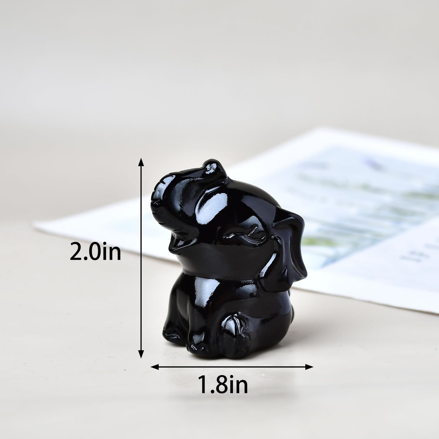 DZJXBZhu Obsidian Elephant Crystal Statue Healing Crystal Meditation Pocket Figurine Statue Natural Gemston Hand Carved Polished Home Room Office Desk Decoration Gift Collect