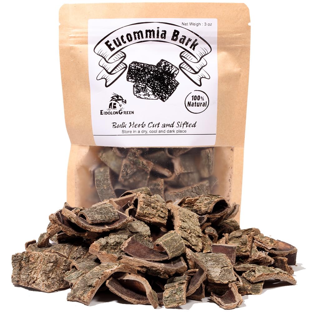 EidolonGreen [China Medicinal Herb]Organic Eucommia Bark, Natural Wild-Crafted Eucommia Ulmoides (Du Zhong/杜仲/두충) Dried Bulk Herbs 3 Oz (88g)