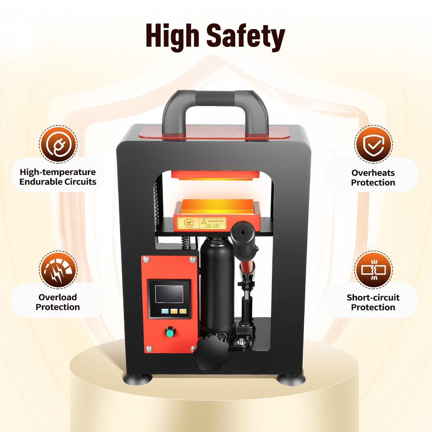 5 Ton Hydraulic Heat Press Machine with Dual 2.4"X4.7" Dab Heated Plates 900W