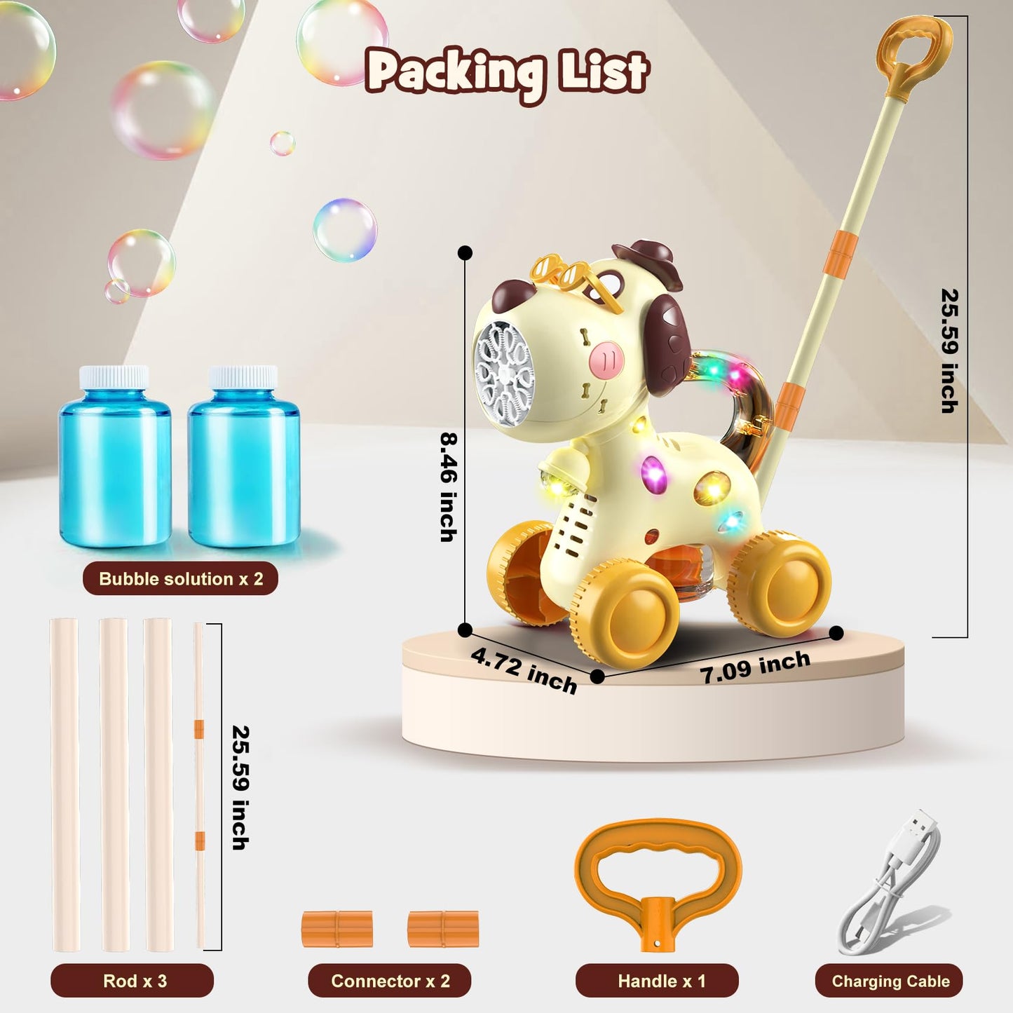 Nicmore Bubble Machine for Toddlers 1-3: Portable Dog Bubble Maker Blower Toys for 1-6 Year Old Boy Girl Kids Outdoor Toys for Easter Party Birthday