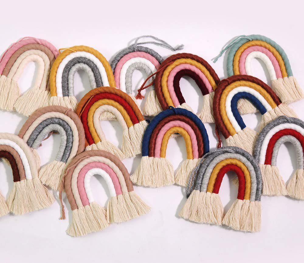 Handmade Macrame Rainbow Wall Decor for Nursery Kids Room Home Decor