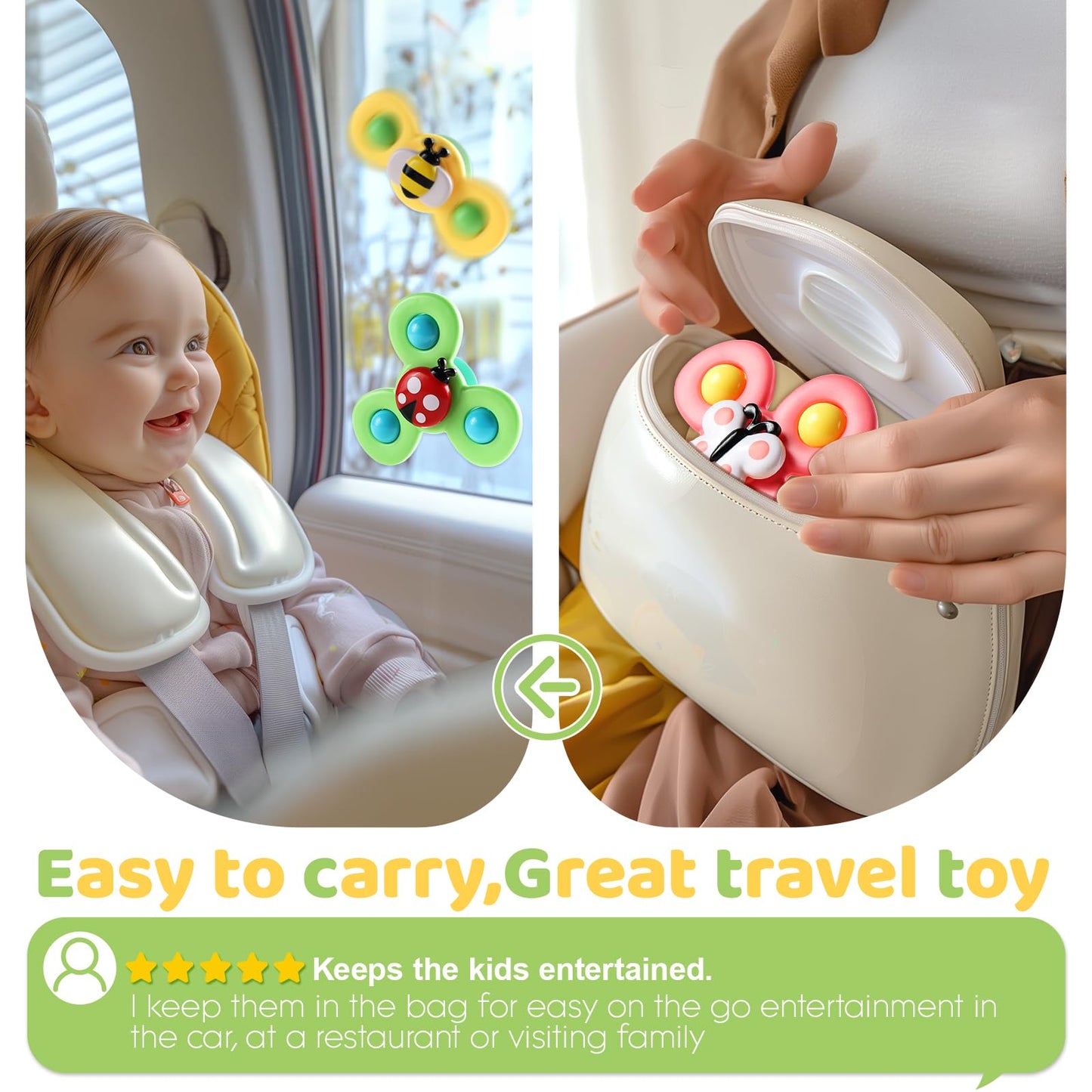 ALASOU 6 PCS Suction Cup Rotating Toys(3 Farm+3 POP) for Infant and Toddlers