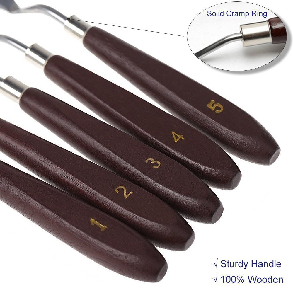Golden Maple Palette Knife Painting Stainless Steel Spatula Palette Knife Oil Paint Metal Knives Wood Handle