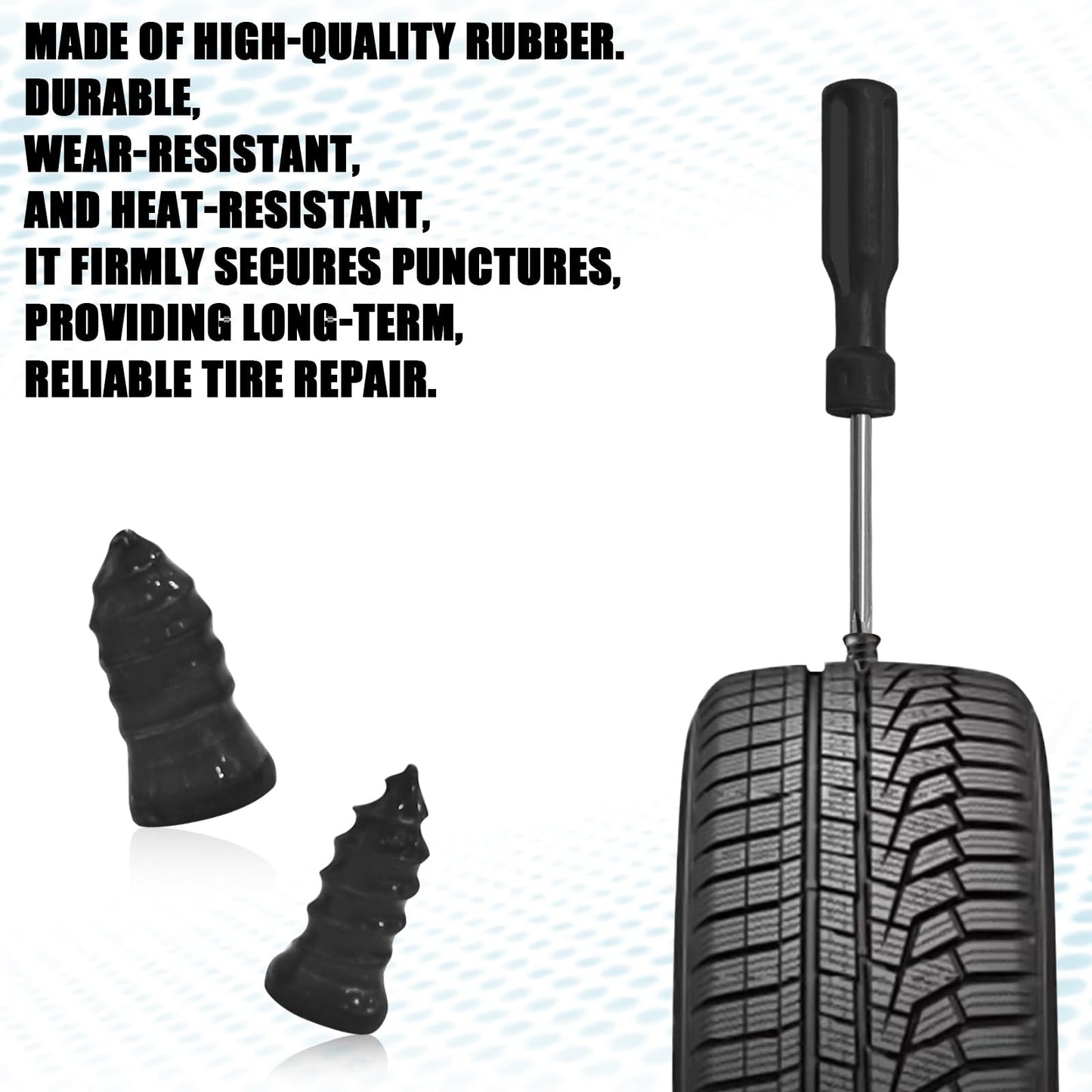 CCOQ 60PCS Tire Plugs Kit Screws Type Tire Repair Rubber Nail, Vacuum Spiral Rubber Screws in Tires Plugs with Screwdriver, Self-Service Emergency Roadside Flat Tire Quick Puncture Repair Nail Tool