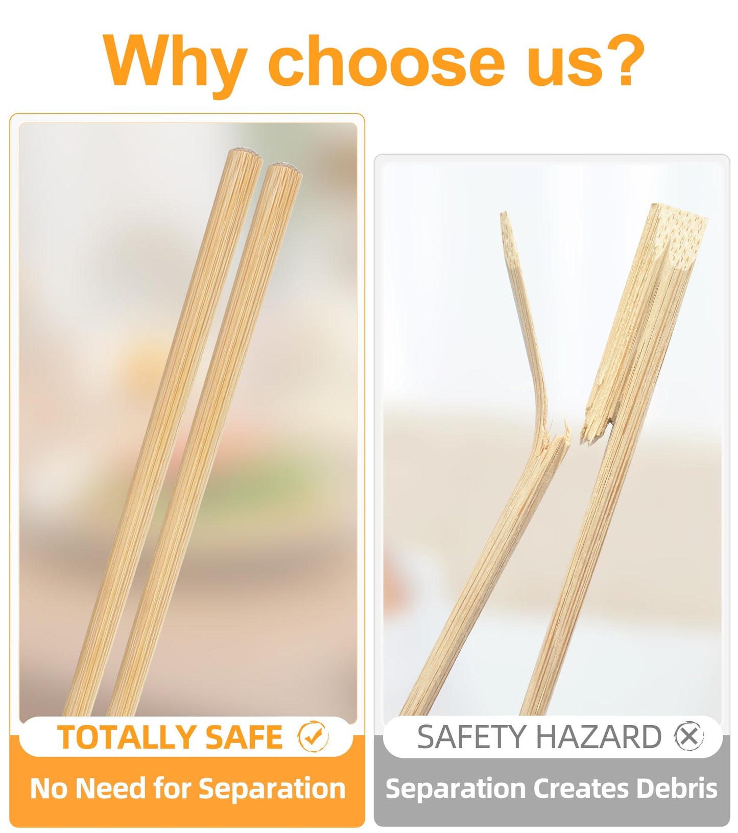 LOROTOCO 200Pairs Bamboo Chopsticks Disposable | Individually Wrapped | Bulk | Separated | Round | Premium Quality-（9.45in)
