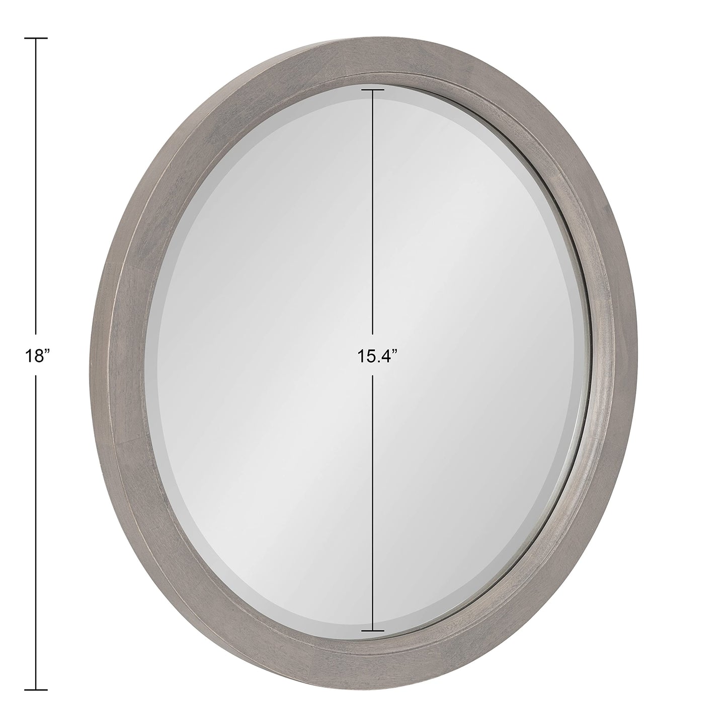 Kate and Laurel Hogan Farmhouse Round Wall Mirror; 18 Inch Diameter; Gray; Sophisticated Modern Mirror for Wall