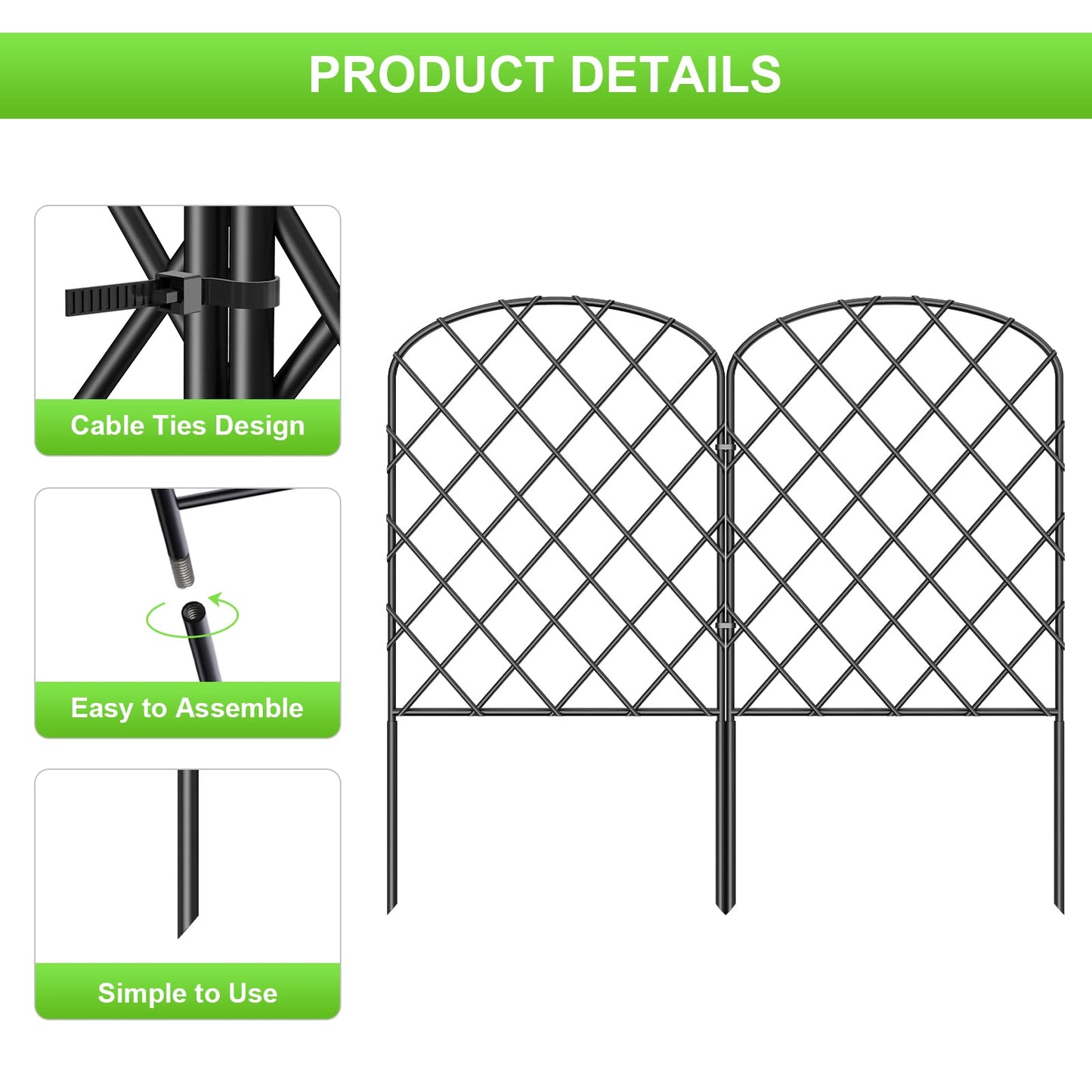 OUSHENG 25 Pack Decorative Garden Fence, Total 27ft(L) x 24in(H) Animal Barrier Border, Rustproof Metal Wire Section Edging Fencing Panel for Outdoor Patio Garden Yard, Arched