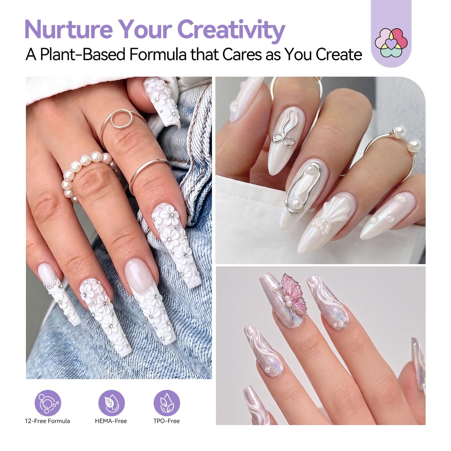 SAVILAND Non-Sticky Solid Builder Nail Gel Kit: HEMA-Free Sculpting Gels for Nail Art with Sequins Sculpture Pen for 3D Gel Nails Art Carving Extension Overlays Starters DIY Home Satin White 2.02oz