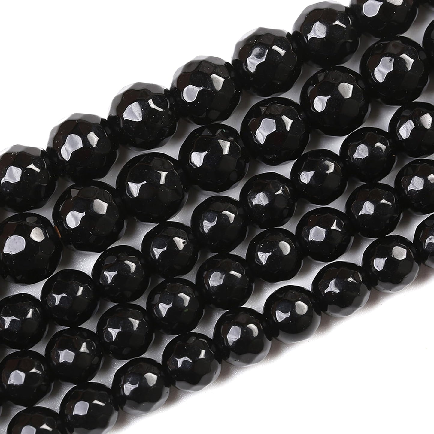 45pcs 8mm Natural Faceted Black Agate Stone Beads for Jewelry Making Energy Healing Beads DIY Bracelet Necklace Accessories 15" (8mm, Faceted Black Agate)