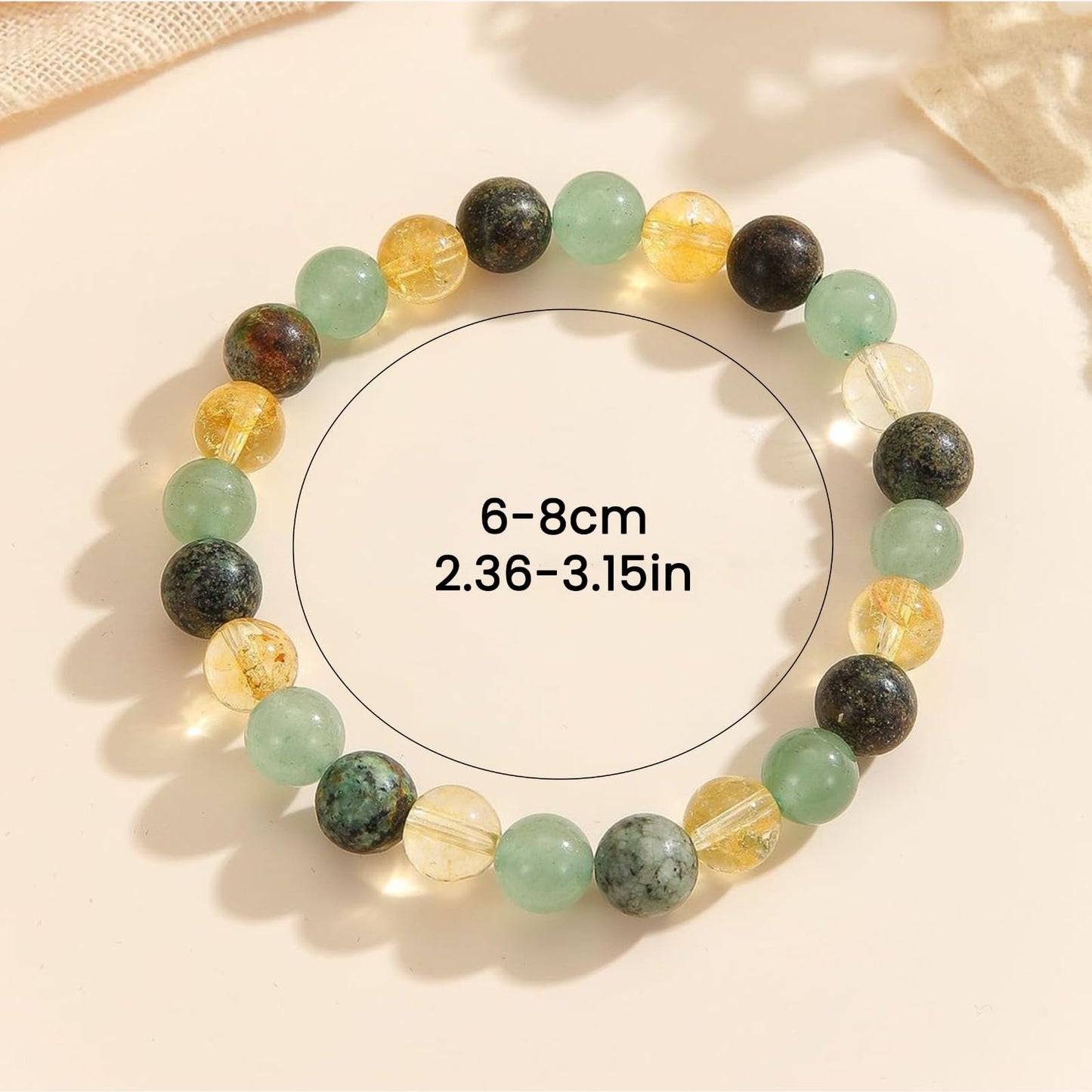 Crystal Vibe Extra Strength Wealth Bracelet - Money Bracelet for Prosperity - Citrine, Green Aventurine and African Turquoise Beaded Bracelet for Women Men - Adjustable Size