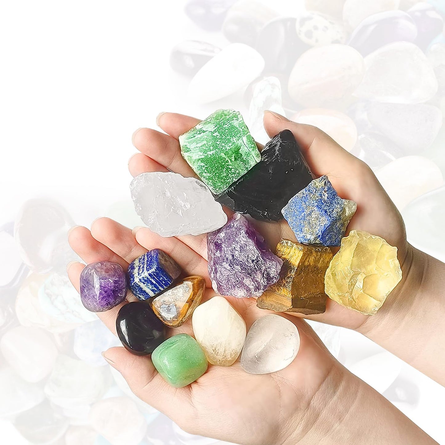 Erliway Amazonite Healing Crystal Stones, 1.25-2.0" Large Reiki Healing Gemstones Natural Tumbled Polished Stones for Energy Witchcraft Therapy Meditation
