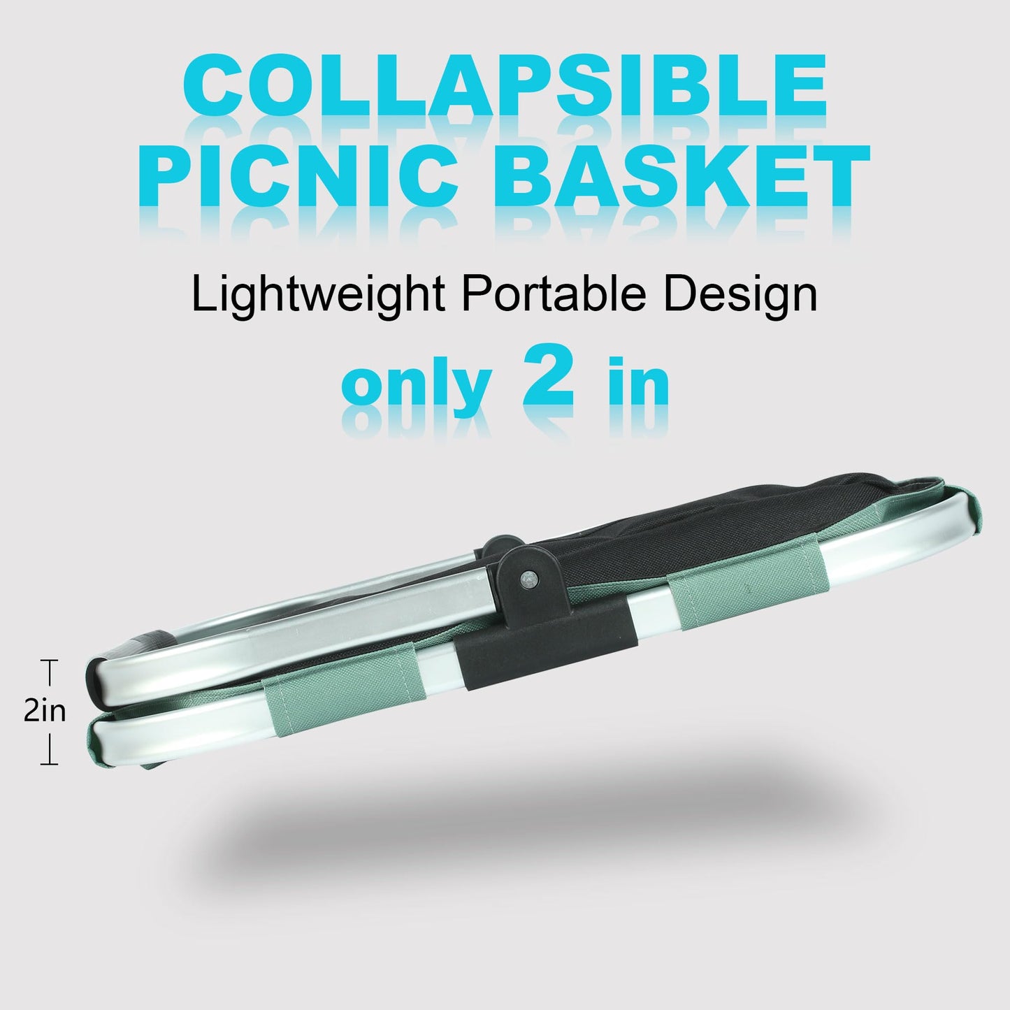 Picnic Basket, SIYUAN Shopping Basket with Handle 22L Collapsible Grocery Basket Portable Folding Basket for Marketing Picnic Reuasble Laundry Basket for Travel, Green