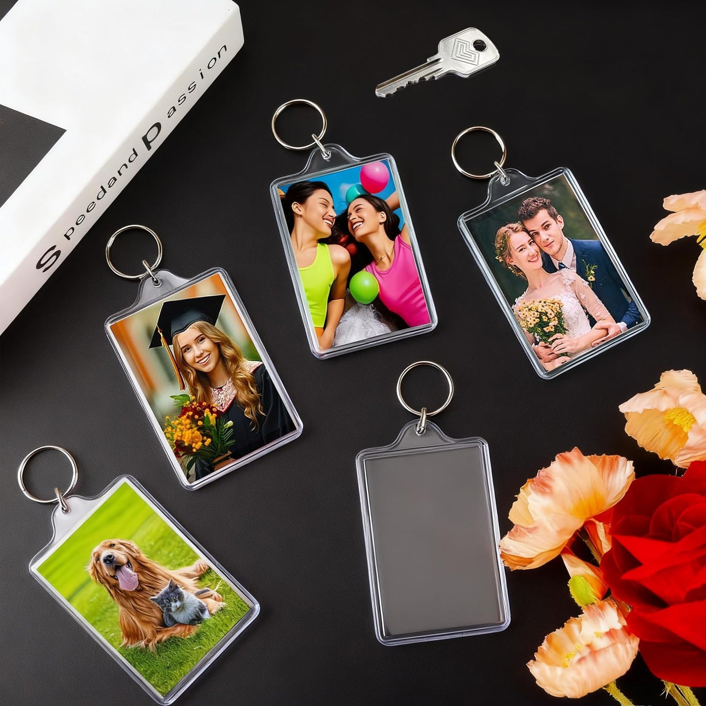 ZHLISHQINJJ 12 Pcs Photo Keychain (2 x 3inch) Transparent Picture Keychain, Acrylic Photo Insert Keychain DIY Personalize Favor Graduation Gift