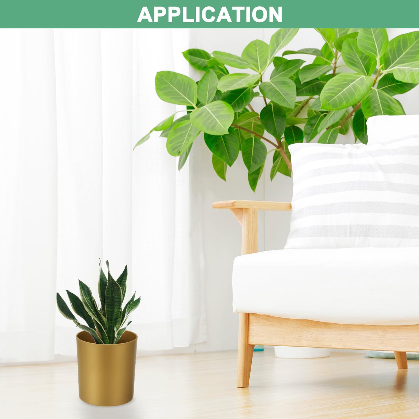 M METERXITY 2-Pack Plastic Plant Pots, 6 Inch Plastic Planters Round Flower Planter Containers Flower Pots for Indoor/Outdoor/Garden, Plant Holder [Gold Tone]