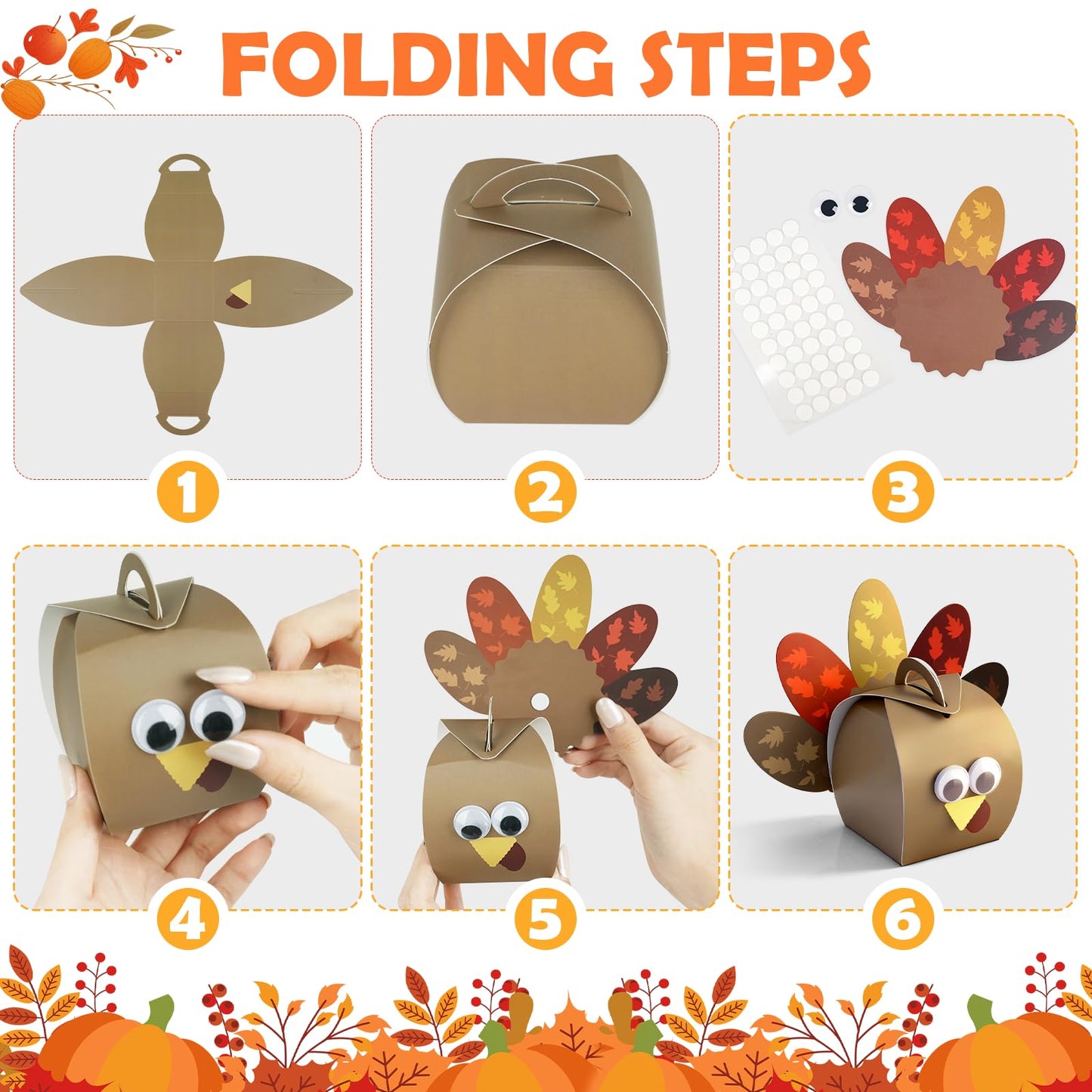 Mason Life Thanksgiving Gift Boxes, 24PCS Turkey Candy Treat Boxes, Thanksgiving Party Favor Boxes, Funny Thankful Goodies Box, Cupcake Box for Holiday Dinner Decoration, Table Centerpiece