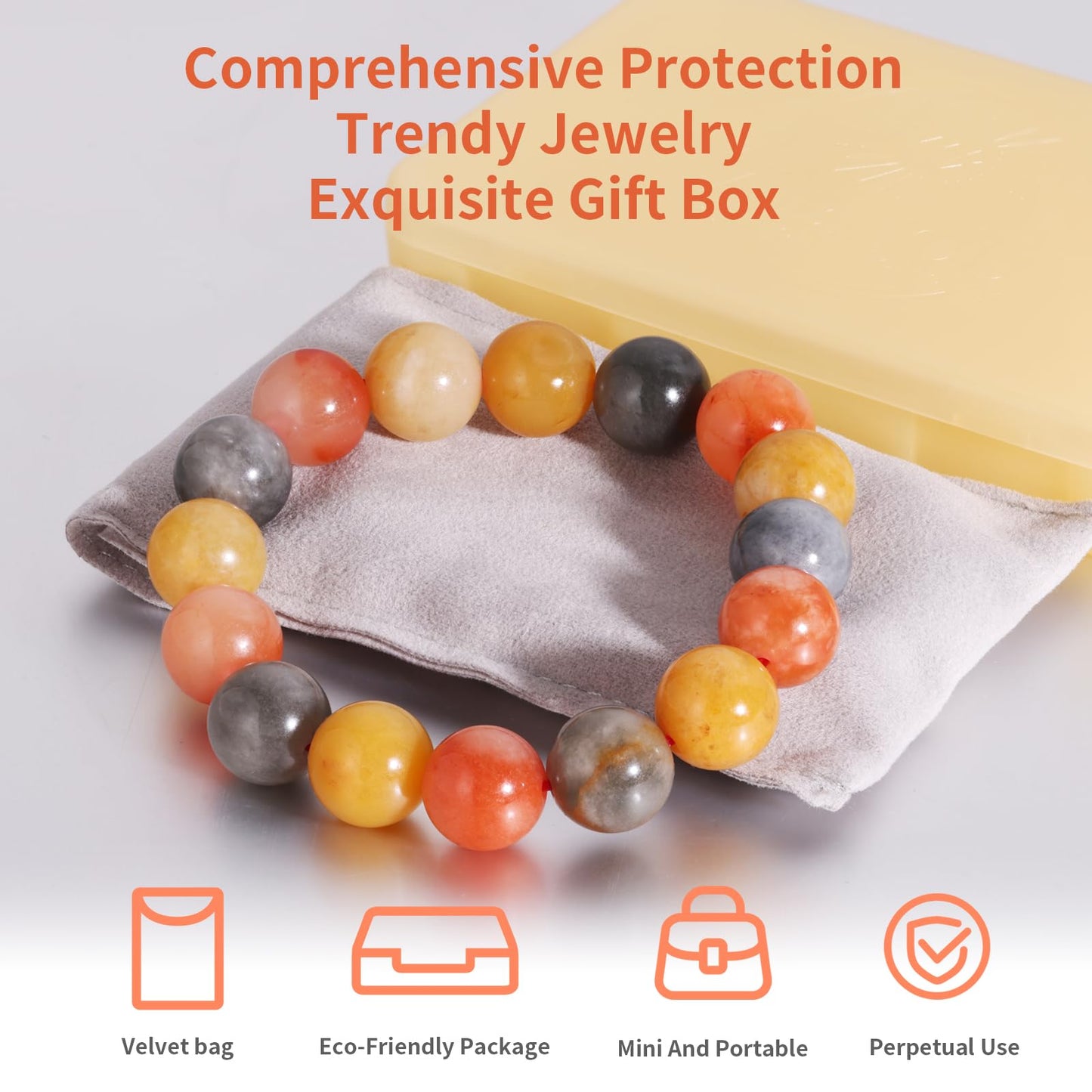 Handmade Natural Jade Beaded Bracelet for Women & Men – Genuine Green/White Jade Gemstone Stretch Bracelet – Lucky Energy Healing Jewelry Gift for Peace, Prosperity & Protection ST-V-03