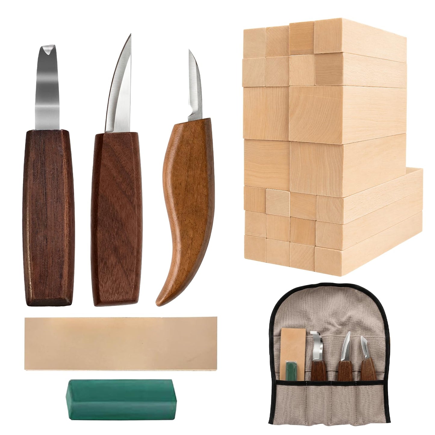 30 Piece whittling wood Includes Basswood Blocks Designed for Adults and Beginners，wood、basswood、wood carving kit、basswood carving blocks、wooden blocks、wood carving、whittling kit.First the gift