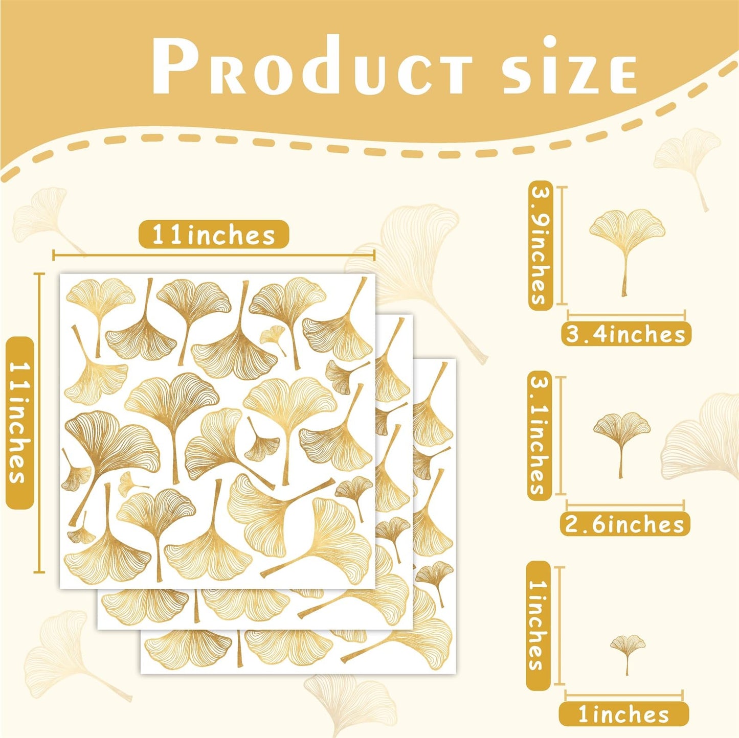 Golden Wall Decals Peel and Stick Golden Leaves Wall Stickers Modern Leaf Vinyl Wall Decals Living Room Abstract Flower Walls Sticker Nordic Plant Walls Art Murals for Bedroom Bathroom Kitchen Decor