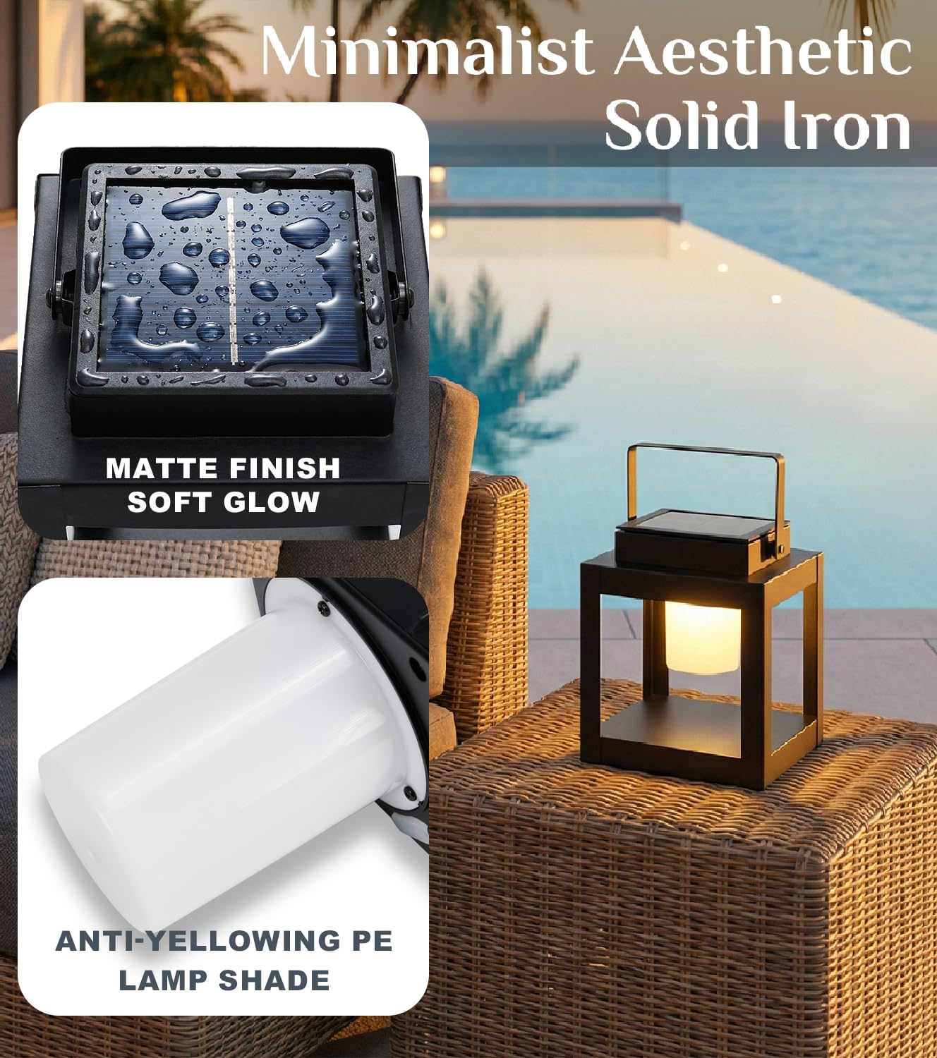 Solar Lantern Outdoor Table Lamp - Portable Hanging LED Lights, Dural Rechargeable Waterproof Decorative Lights for Patio Camp