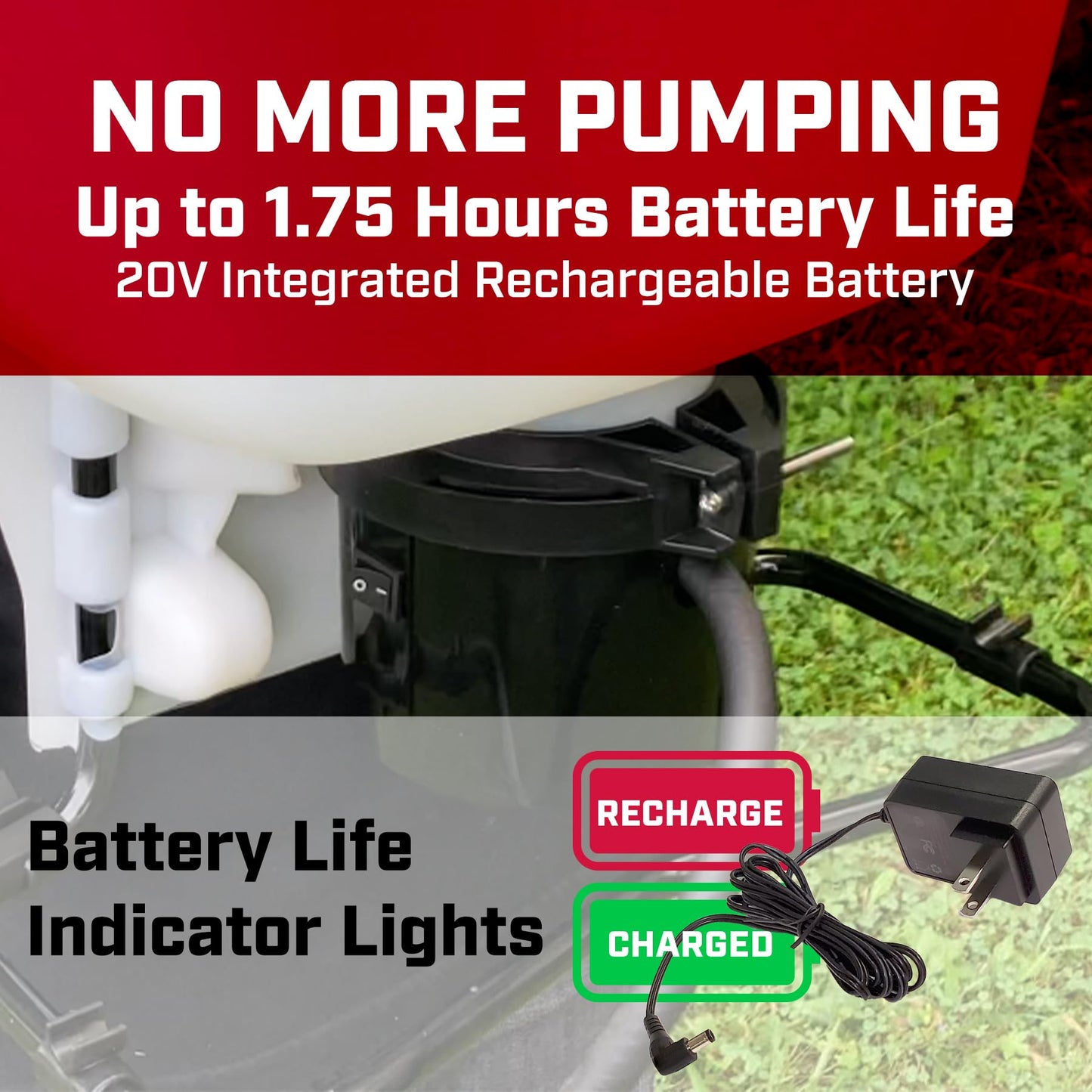 Chapin International 60124 4-Gallon 20V Internal Battery Rechargeable Backpack Sprayer, Made in the USA, 1-Pack, Translucent White