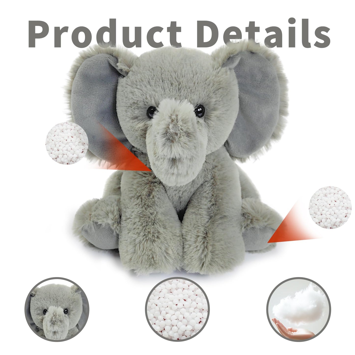 Hideekoog Elephant Stuffed Animal Toys, 8.5 Inch Soft and Cuddly Elephant Plush Animals Toy, Cute and Realistic Animals Gifts for Boys and Girls Toy for Toddlers 1-3