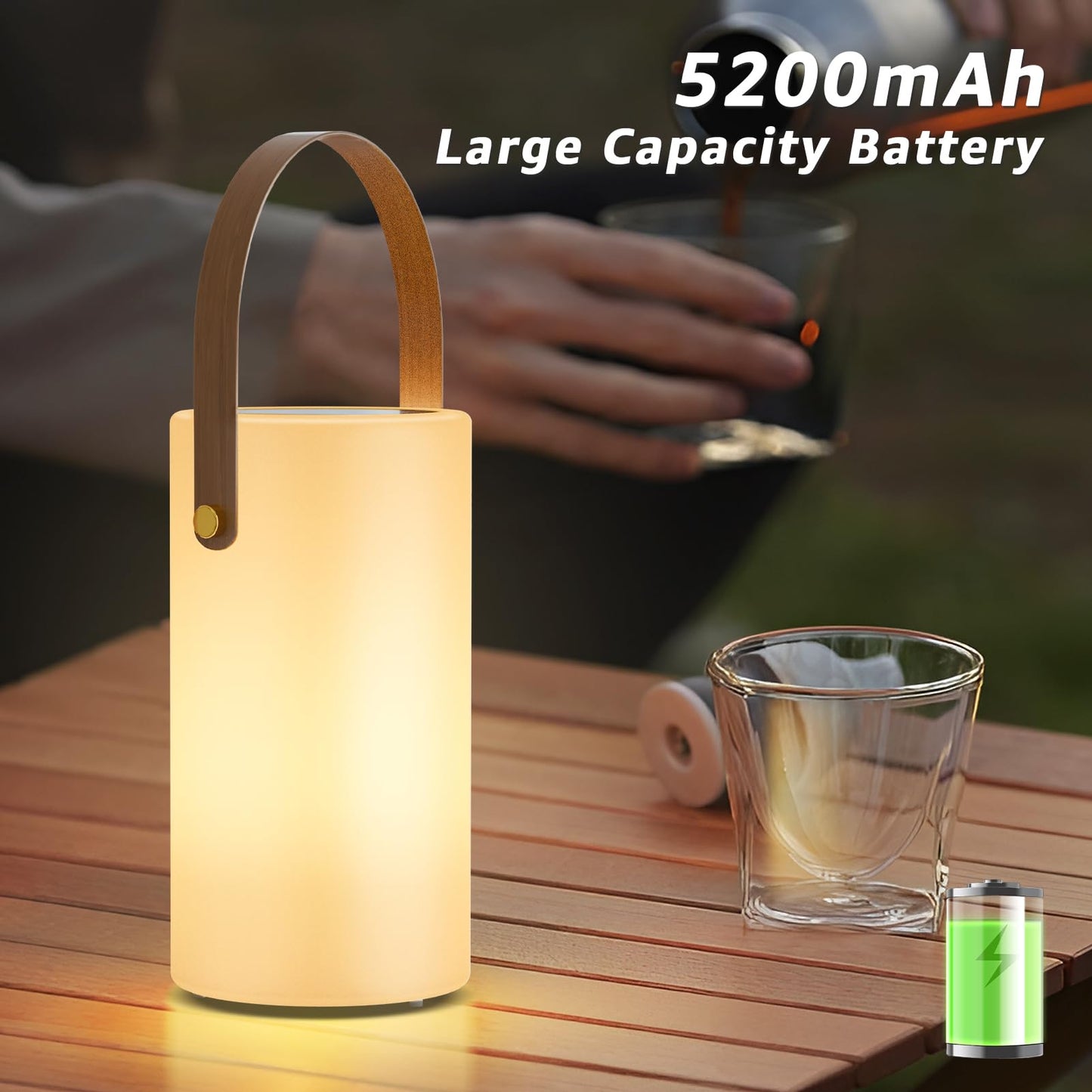 NiceBuy 2-Pack Solar Table Lamp Outdoor Water-Resistant LED Portable Solar Lantern Warm RGB Rechargeable Cordless Lights for Patio Deck Camping