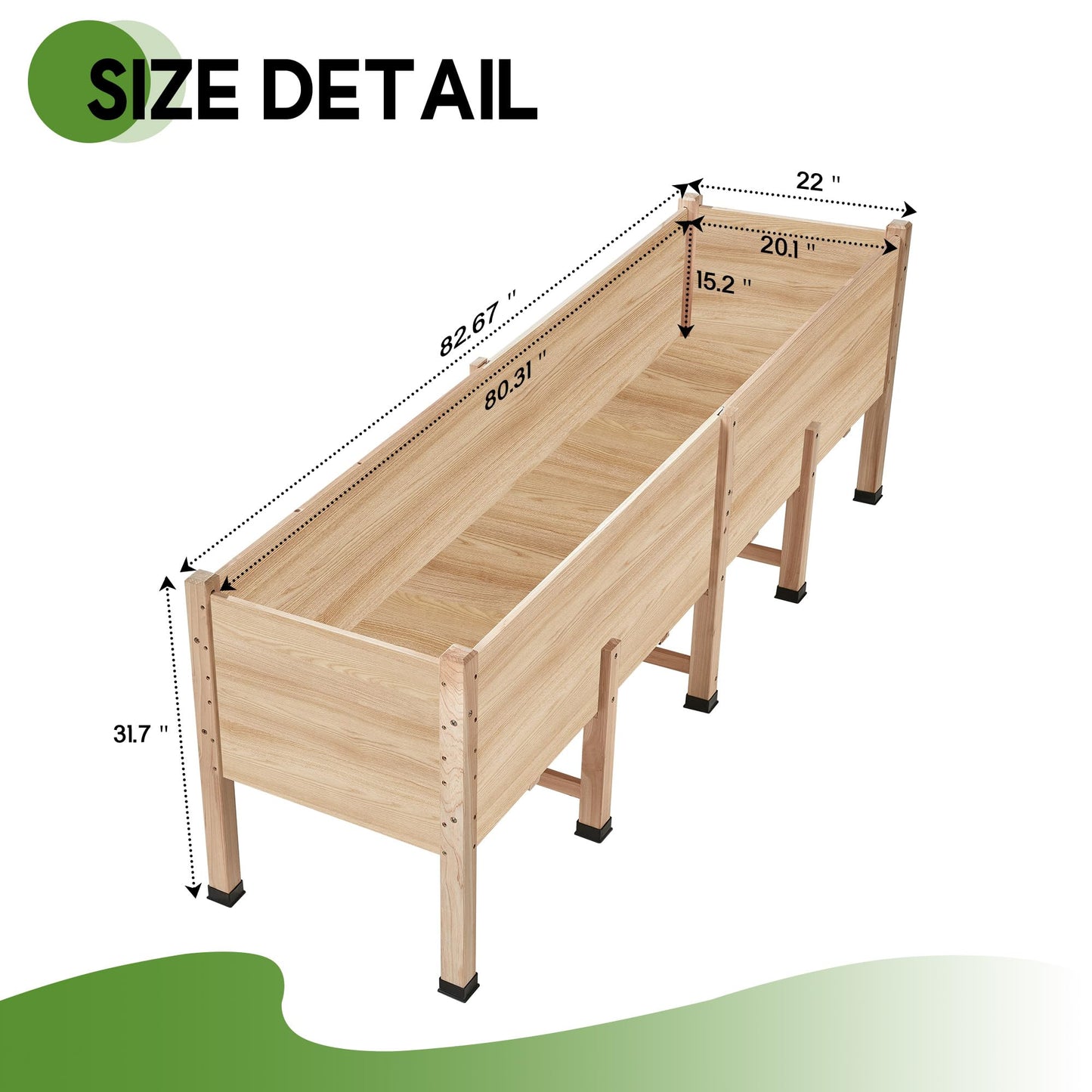 SPECRAFT 7x2 Ft Raised Garden Bed, Featuring Legs, Drainage Holes, Ideal for Vegetables, Flowers, Elevated Wood Planter Box for Balcony, Patio, and Backyard, Easy Assembly
