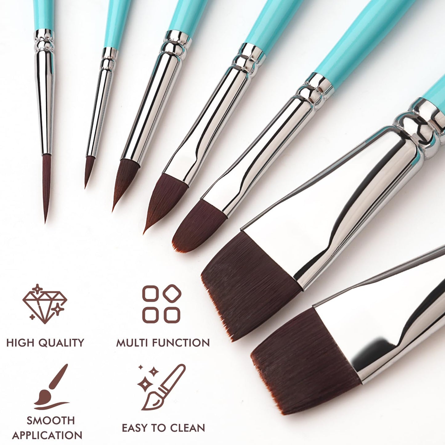 Face Paint Brush Set, Fuumuui 7Pcs Professional Artist Paint Brushes for Body Painting Art Halloween Cosplay Makeup Easter Acrylic Oil Gouache Watercolor for Beginners & Advanced Artists