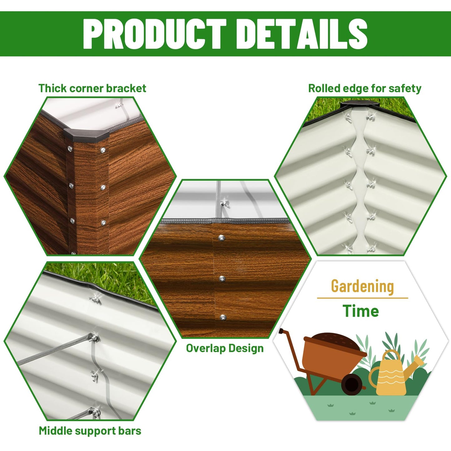 SnugNiture Galvanized Raised Garden Bed 6x3x2FT and 4x2x2FT Outdoor Large Metal Planter Box Steel Kit for Planting Vegetables, Flowers