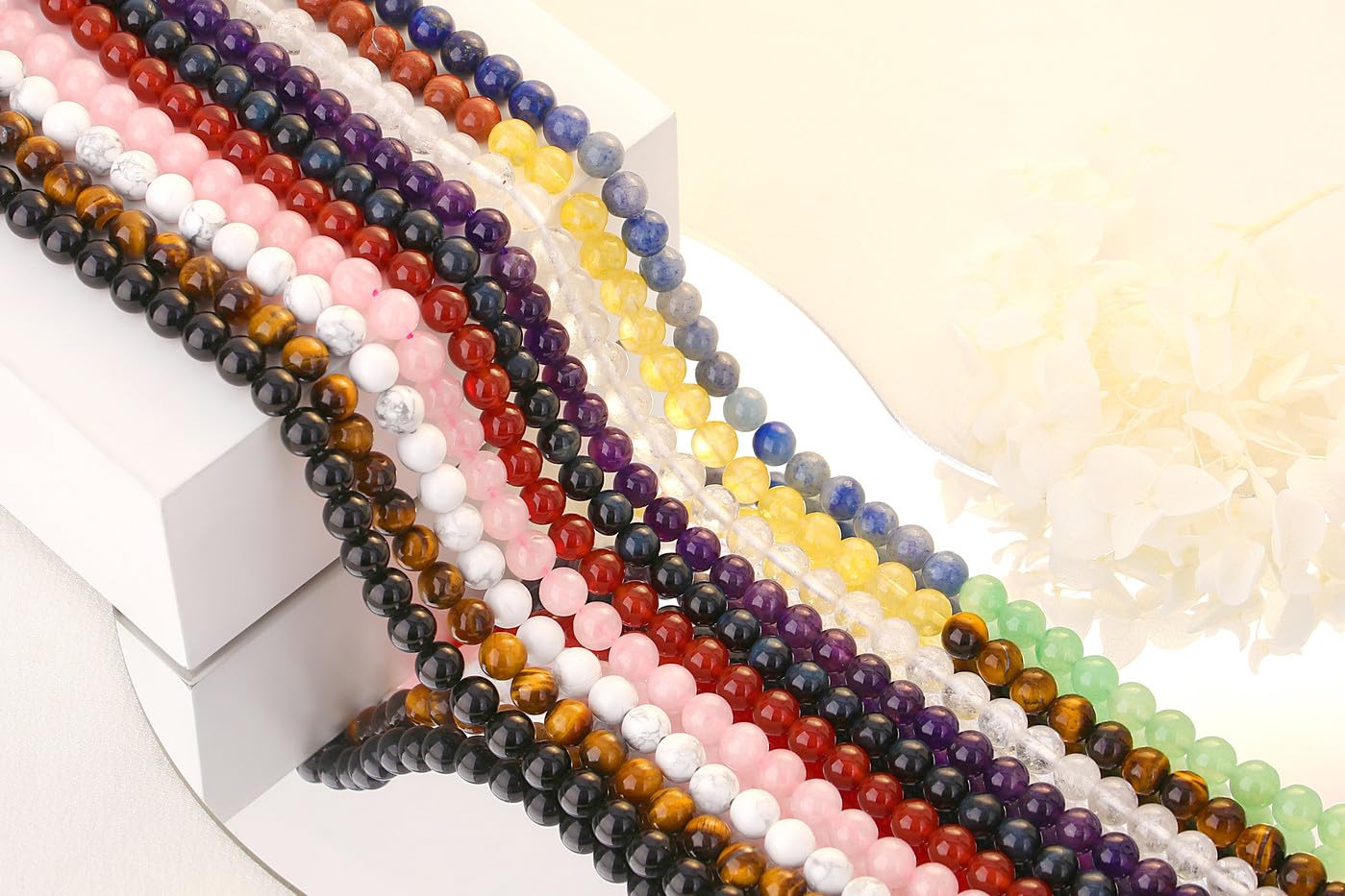 QINJIEJIE 100PCS Black Obsidian Beads 8mm Black Beads Natural Stones Bead Round Loose Gemstones Crystals Bead for DIY Bracelet Beading Jewelry Making Necklace Earrings 0.32" Crystal Stone