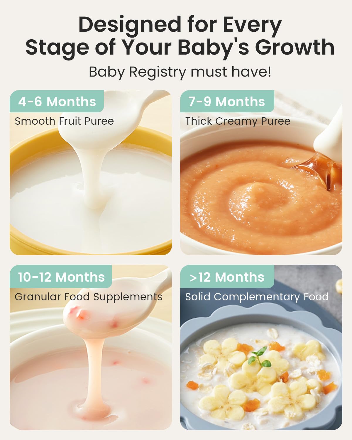 Grownsy Baby Food Maker with Steam Basket, One Step Baby Food Processor Steamer Puree Blender Grinder Mills Machine, Auto Cooking Grinding and Sterili-zing for Healthy Homemade Baby Food, Dark Grey