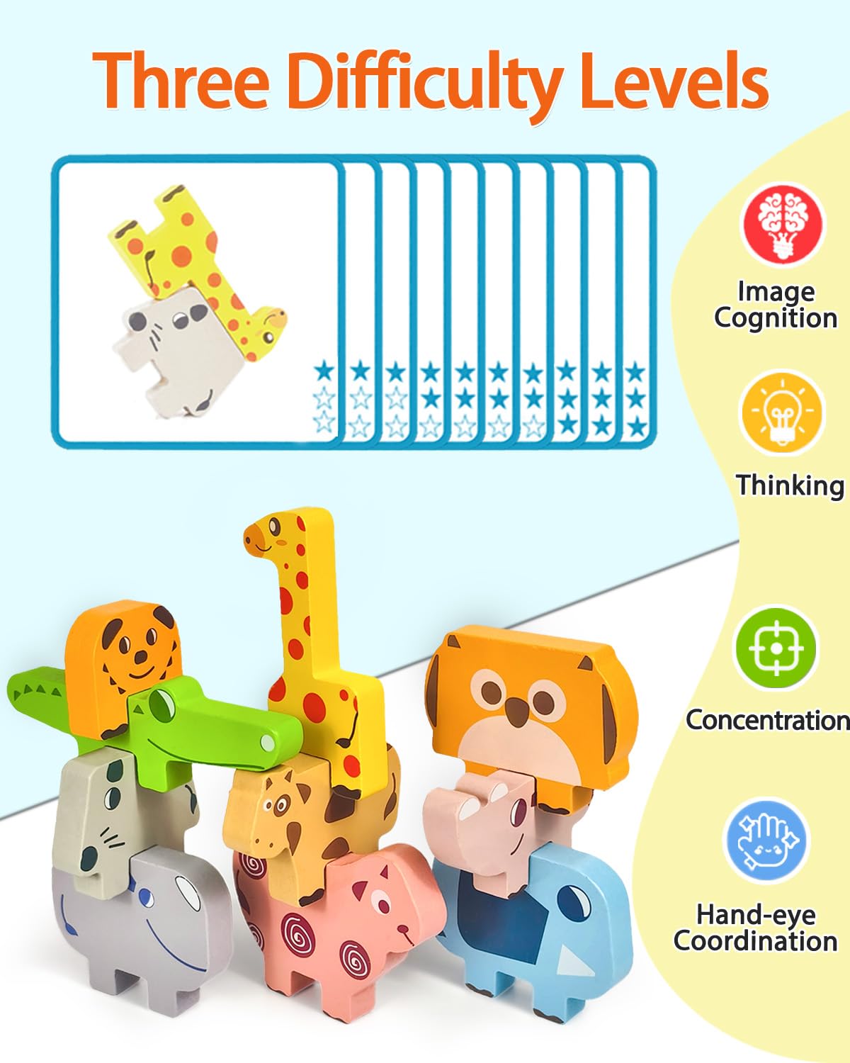 Maaacute Montessori Toys for 1 2 3 Year Old Boys Girls, Toddler Toys Age 2-4, 10 Pack Wooden Animal Blocks Sorting & Stacking Education Toddler Puzzles Toy,1 2 3 Year Old Girl Boy Birthday Gifts