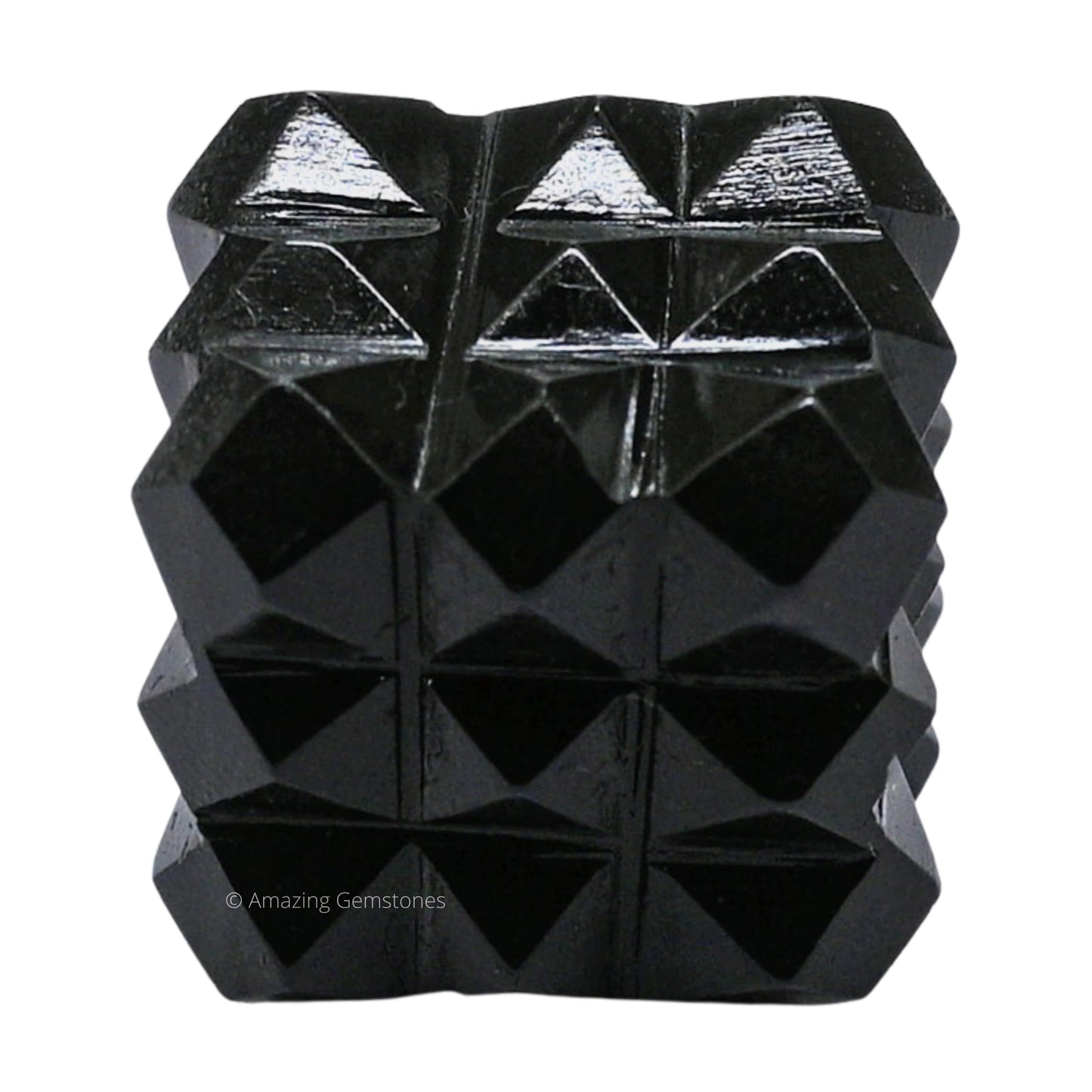 Amazing Gemstone Black Agate Crystal Cube with 54 Pyramid - 1" Mini Lemurian Pyramid Cube Figurine of Natural Stone Pyramid for Meditation, Reiki, Chakra Balancing Vastu Pooja and Crystal Grids