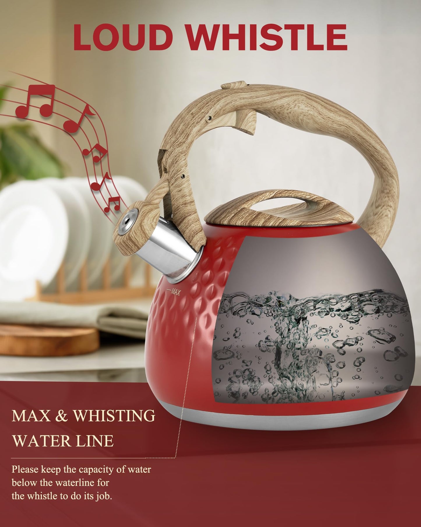 Tea Kettle,2.5 Quart Stovetop Tea Kettles Loud Whistle,Food Grade Stainless Steel Water kettles for Stove Top with Anti-hot Ergonomic Handle,Suitable for All Heat Sources