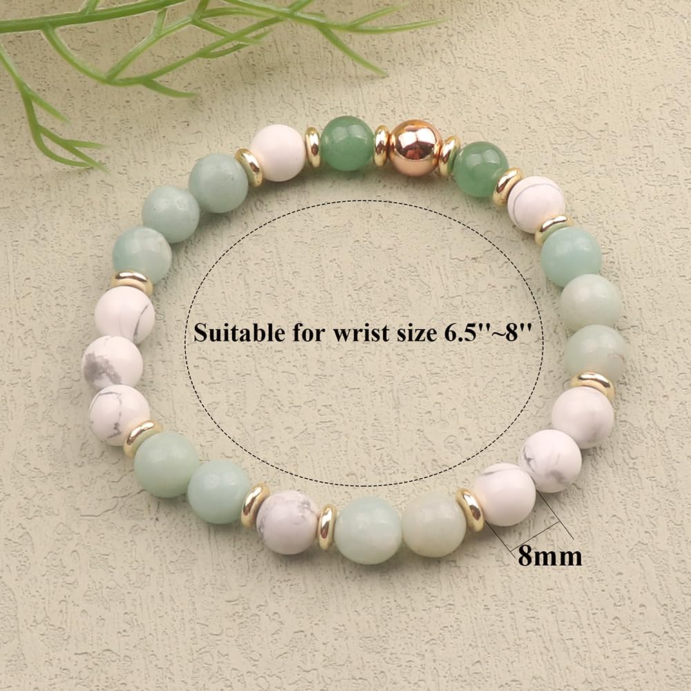 KSQS Healing Stone Bead Bracelet for Women, Natural Gemstones Balance Protection Bracelet, Spiritual Crystal Beads Bracelet Anxiety Relief with Meaning Card(#40)