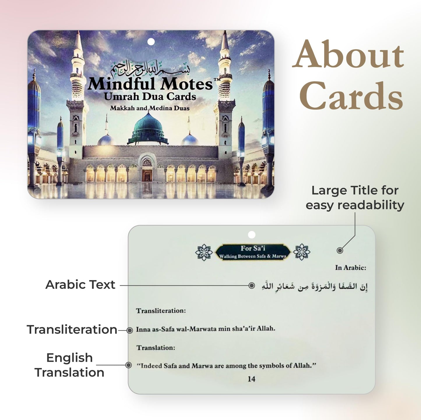 Umrah Dua Cards – Islamic Cards, Portable with Storage Box & Lanyard & Gift Box, Umrah Essentials, Umrah Mubarak Gift, Muslim Gifts for Men & Women, Umrah Gifts & Quran Gift