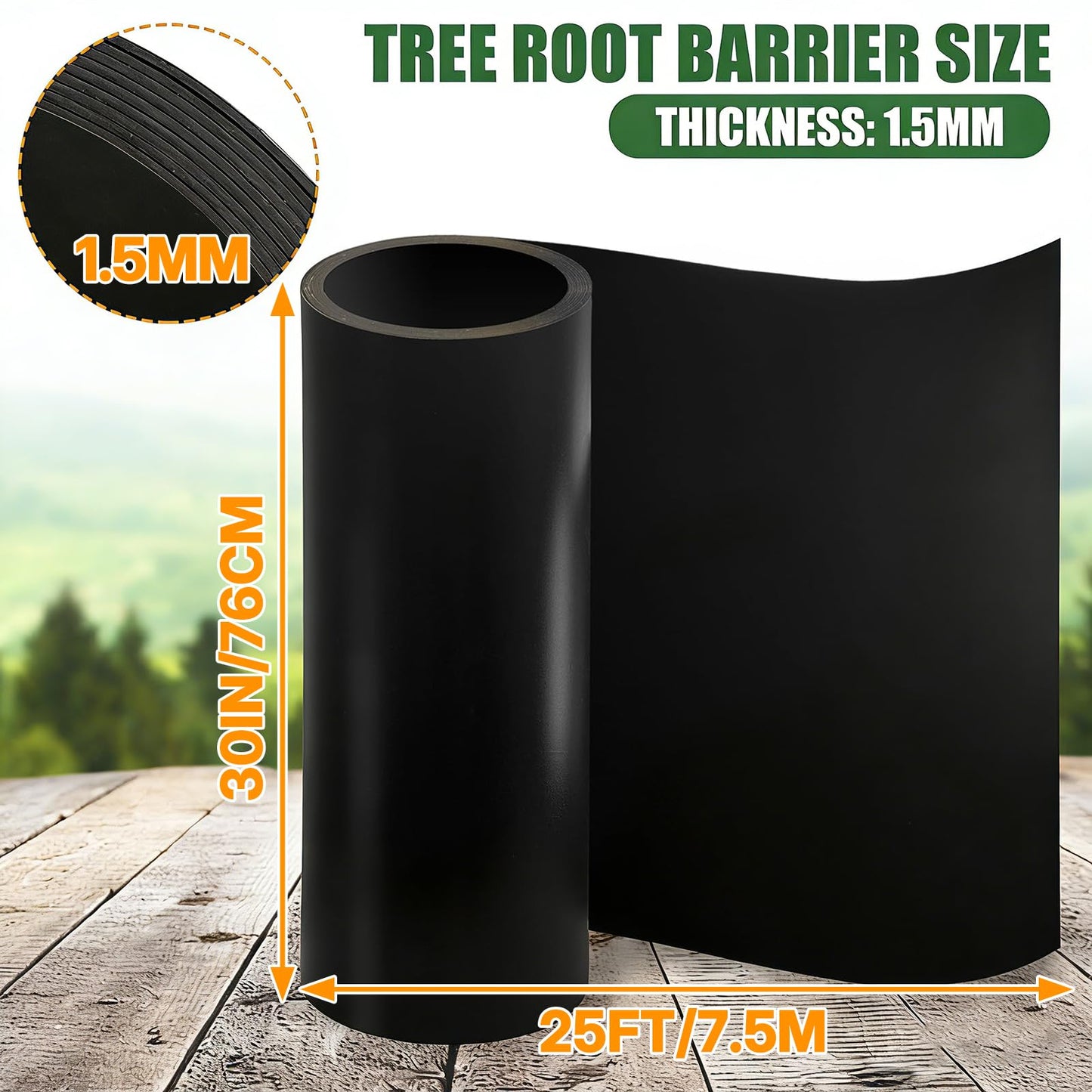 Joewuzun Tree Root Barrier 18in x 20ft x 60mil Root Barrier Grass Weed Barrier Bamboo Barrier Garden Edging for Landscape Edging Blocks