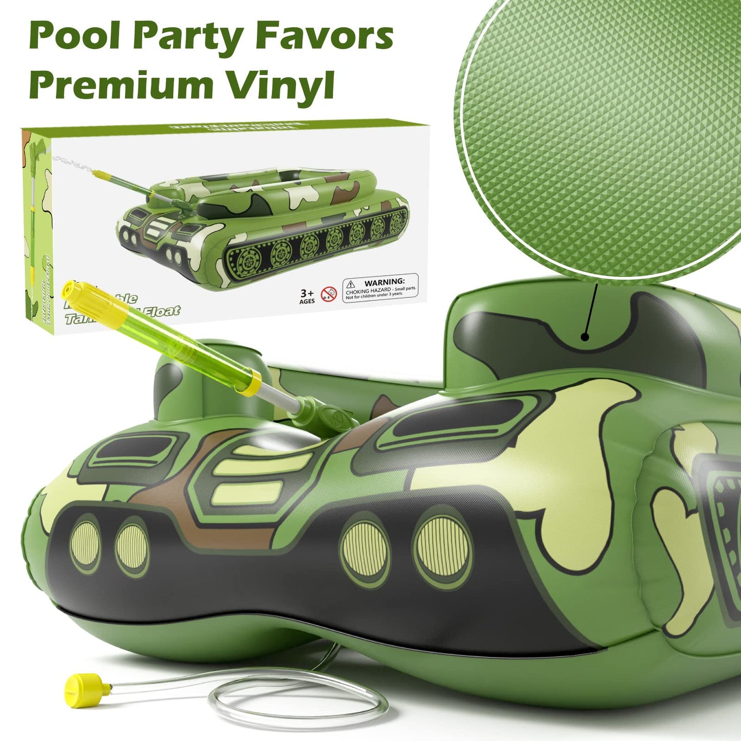Jasonwell Inflatable Tank Swimming Pool Floaties with Water Cannon Gun Swim Floaty Rafts for Lake, Beach & Pool Party Toys for Boys, Girls, Kids & Adults- Green