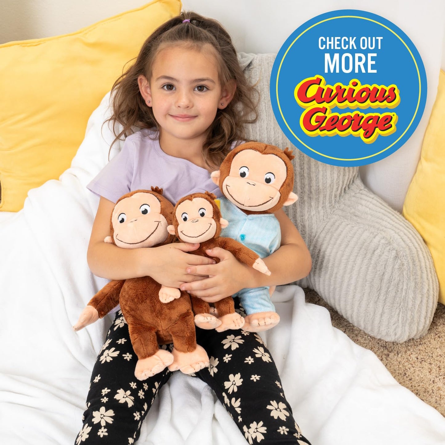 Kids Preferred Curious George in Pajamas Monkey Stuffed Animal Plush Toys Soft Cute Cuddle Plushie Gifts for Baby and Toddler Boys and Girls - 12" Stuffed Animal