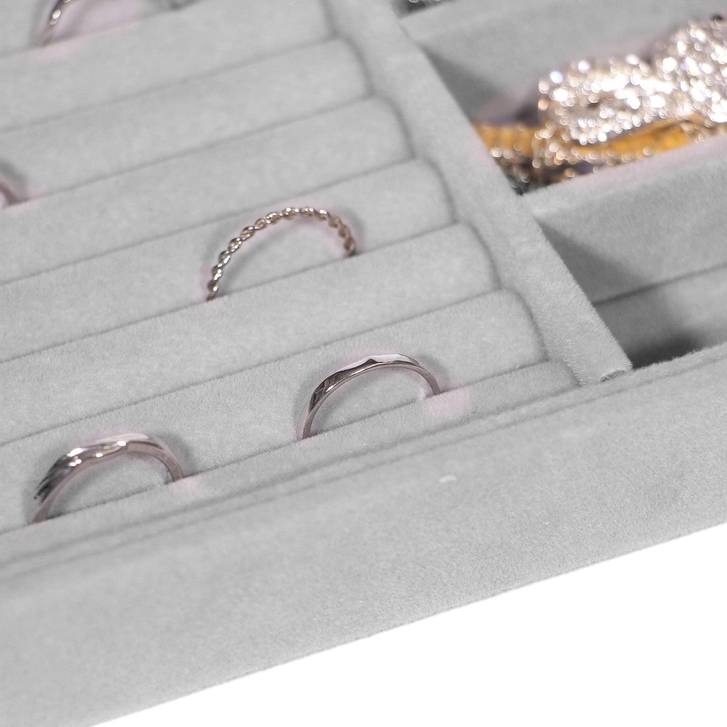 DIOMMELL Set of 9 Stackable Velvet Jewelry Trays Organizer, Jewelry Storage Box Display Trays Showcase Holder Closet Dresser Drawer Organizer for Earring Necklace Bracelet Ring Accessary