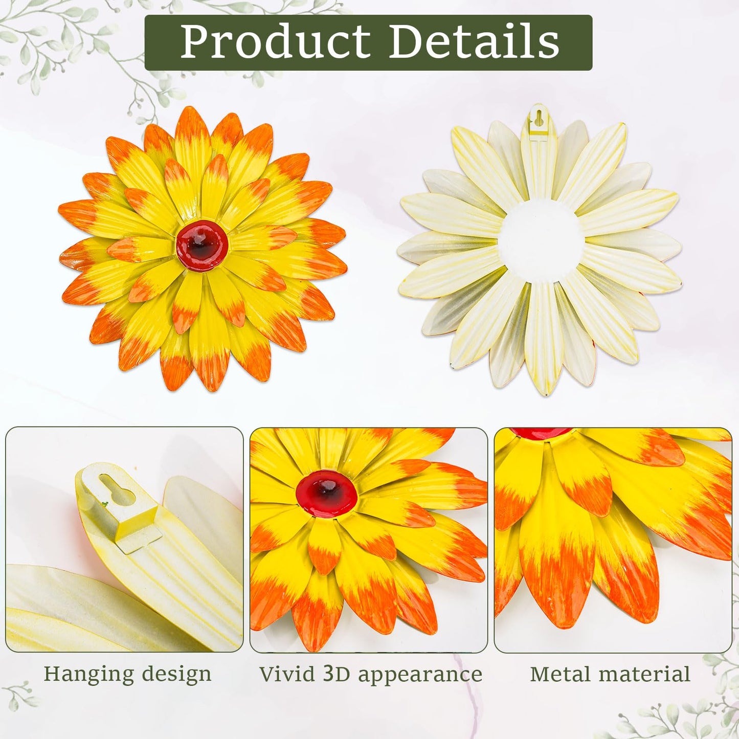 Orgthin 9 Pack 9.9" Metal Butterfly Dragonfly Flower Wall Decor, Fence Wall Art Decor, Hanging Decoration for Garden Yard Living Room Bedroom Patio Balcony