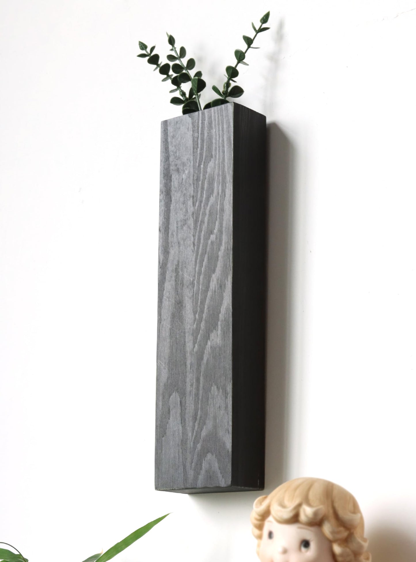 Wood Wall Planter Indoor, Farmhouse Wall Hanging Decor Pocket Planter Vase for Indoor Fake Plants Greenery,Dried Flowers, Wall Plant Holder (3, Black)