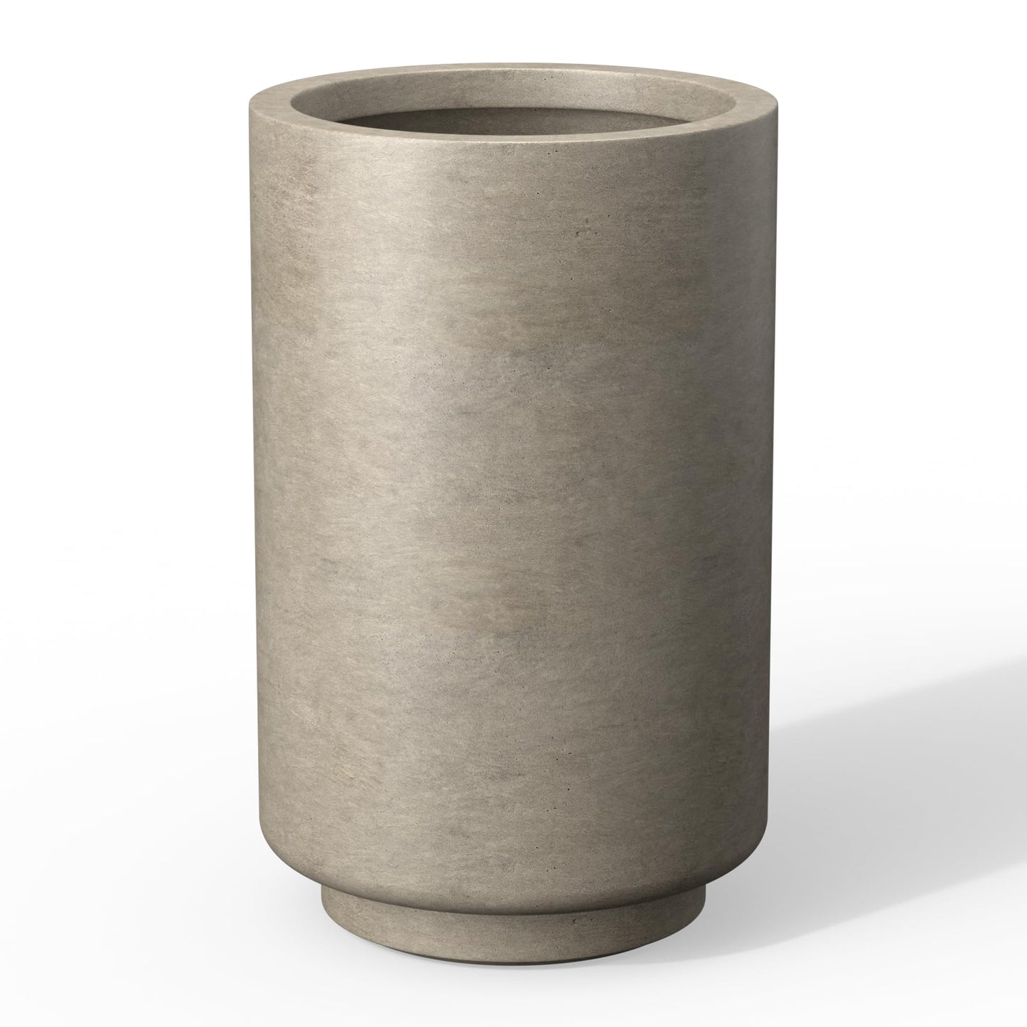 Kante 20.1-Inch Tall Cylindrical Concrete Planter, Round Outdoor Plant Pot with Drainage Hole and Rubber Plug for Indoor & Outdoor, Home, Patio, Garden, Weathered Concrete