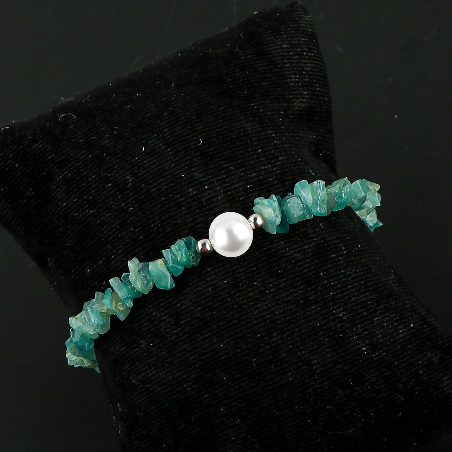 CRYSTALIS Natural Grandidierite Beads Slider Bolo Bracelet with Elegant Pearl, Uncut Chips Nuggets Crystals, Chakra Healing Gemstone, Women Jewelry, 925 Sterling Silver Slider 10 inch