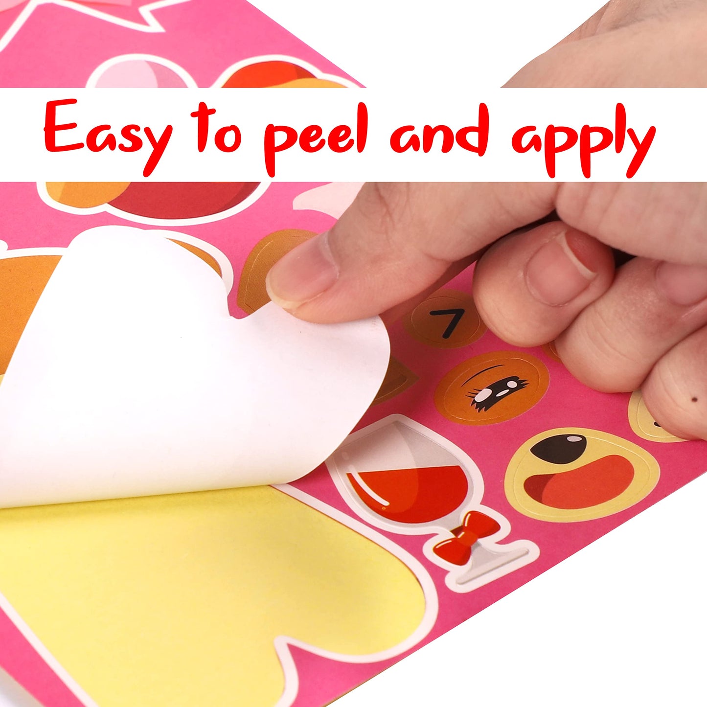 70Sheets Valentines Stickers Crafts for Kids - Make-A-Llama/Bear/Fox/Cupid/Gnome Face Sticker- Valentine's Day Gifts Goodie Bag Stuffer School Classroom Activity Games Party Favors (Small Size)