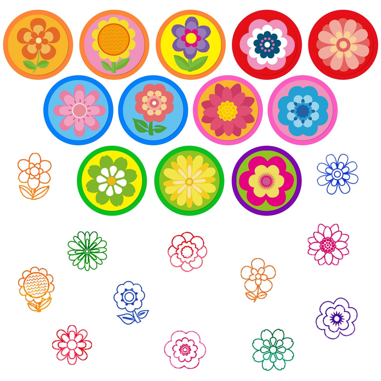 Cinrobiye 24 PCS Flower Party Stampers，Spring Daisy Birthday Favors for Girls Boys, Groovy Floral Party Supplies, Classroom Rewards, Goodie Bag & Pinata Fillers, Carnival Prizes